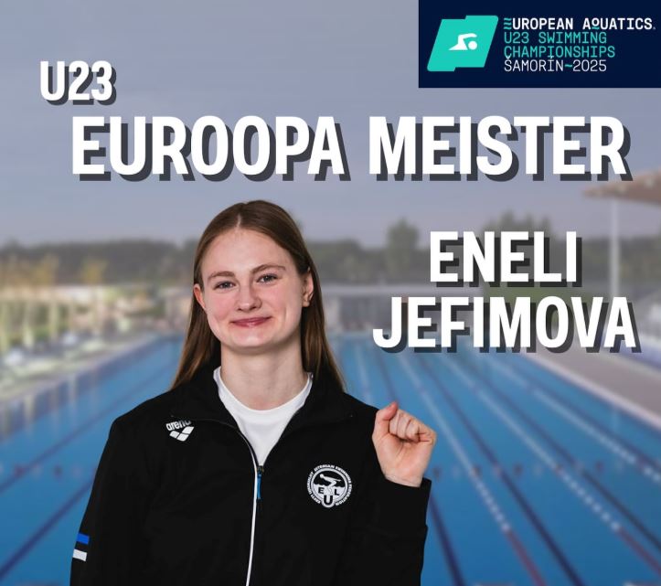 Eneli Jefimova ujus U23 Euroopa meistrivõistluste 50 meetri rinnuliujimise finaalis tulemuse 30,03 ja sellega kroonitakse ta alla 23 aastaste Euroopa meistriks.
